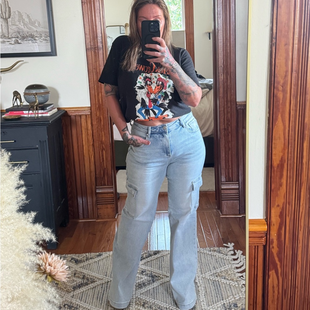 Risen Cargo Pocket Flare Jeans